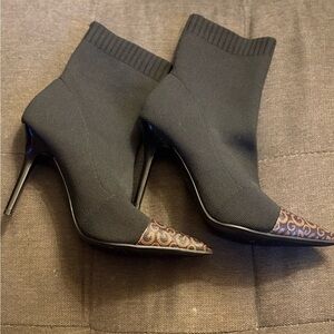 Chic Black and Brown Women's Heeled Ankle Boots